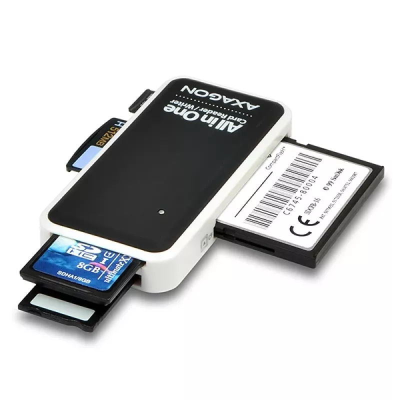 Axagon CRE-X1 externe 5-slot kaartlezer, CF, CF Type II, MMC, MMC Mobile, MMCmicro, MS Duo, MS PRO, Memory Stick (MS), MicroDrive, MicroSD...,