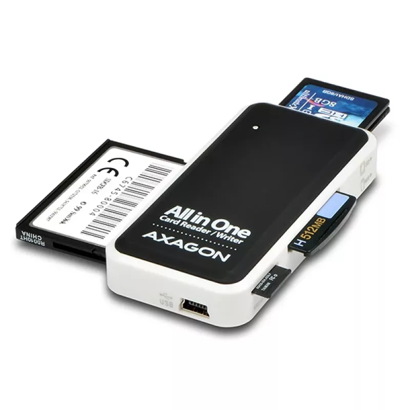 Axagon CRE-X1 externe 5-slot kaartlezer, CF, CF Type II, MMC, MMC Mobile, MMCmicro, MS Duo, MS PRO, Memory Stick (MS), MicroDrive, MicroSD...,