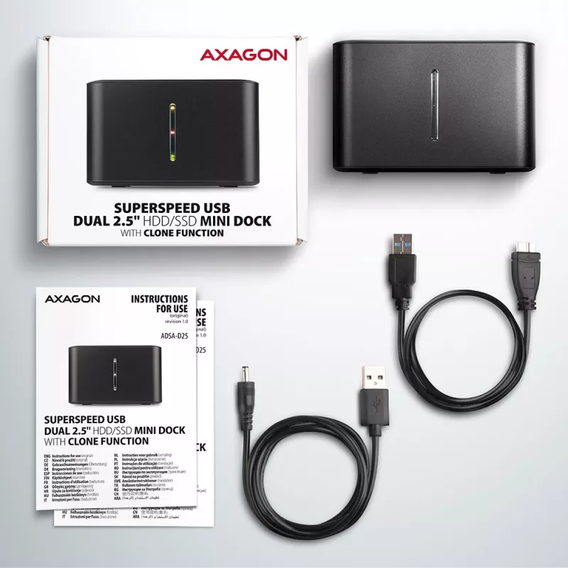 Axagon ADSA-D25 SuperSpeed USB dual 2,5 inch SSD/HDD mini-dockingstation
