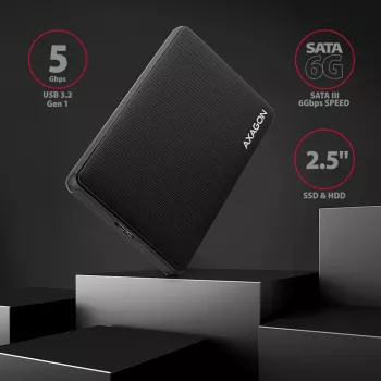 Axagon EE25-SL schroefloze USB 3.2 Gen 1 - SATA 6G externe behuizing voor 2,5 inch SSD/HDD