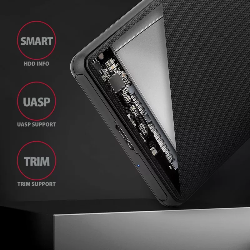 Axagon EE25-SL schroefloze USB 3.2 Gen 1 - SATA 6G externe behuizing voor 2,5 inch SSD/HDD