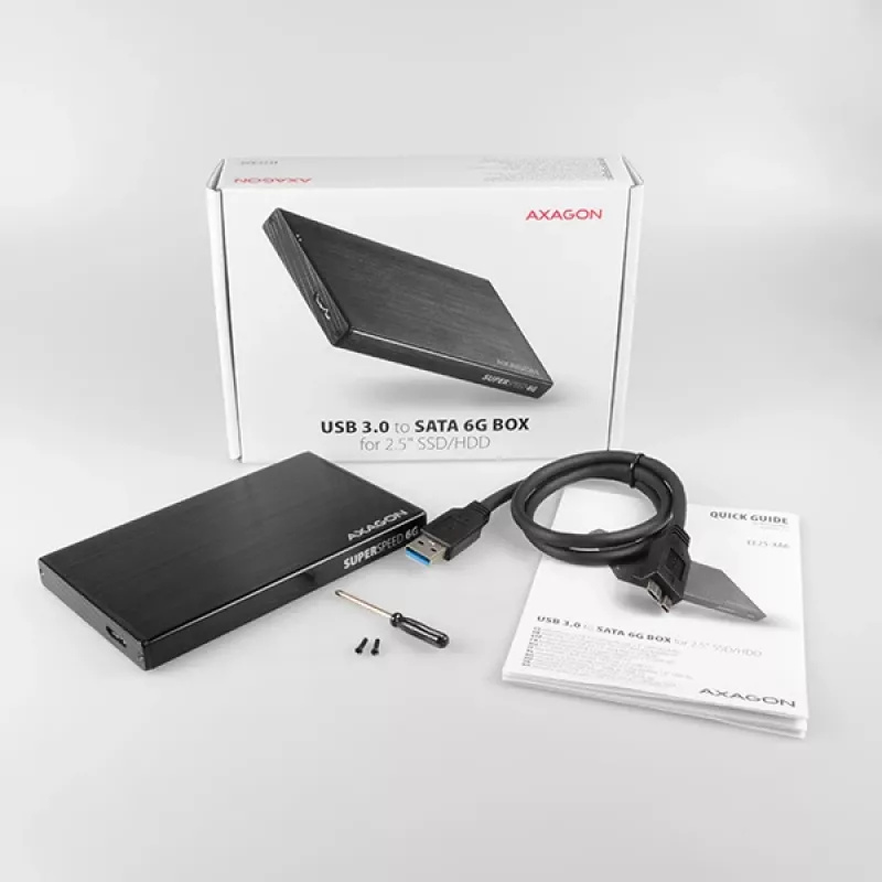 Axagon EE25-XA6 compacte aluminium USB 3.2 Gen 1 - SATA 6G externe behuizing voor 2,5 inch SSD/HDD