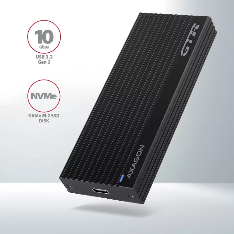 Axagon EEM2-GTR externe USB-C 3.2 Gen 2 metalen behuizing voor M.2 NVMe SSD's