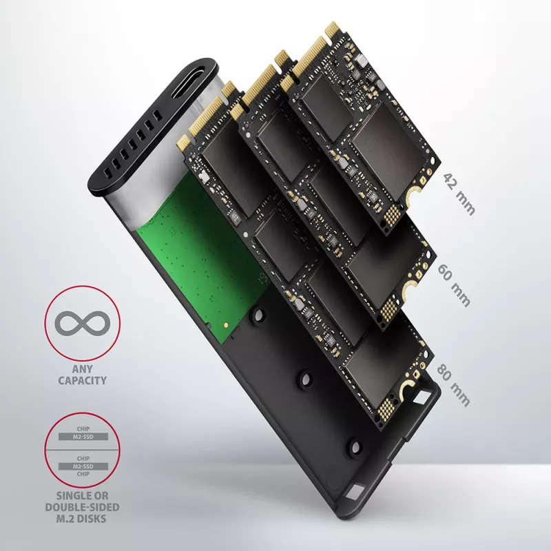 SSD-behuizing Axagon EEM2-SBC USB-C 3.2 Gen 2 zwart M.2