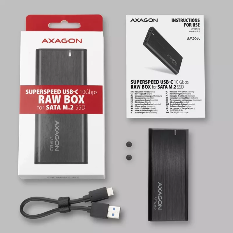 SSD-behuizing Axagon EEM2-SBC USB-C 3.2 Gen 2 zwart M.2