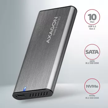 Axagon EEM2-SG2 SuperSpeed+ USB-C - M.2 NVMe & SATA SSD RAW-box