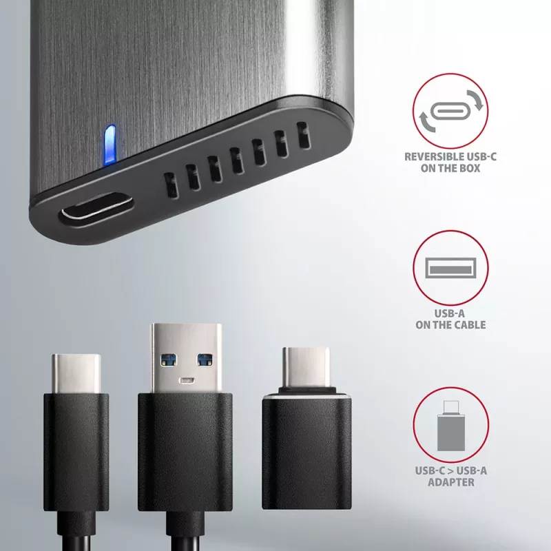 Axagon EEM2-SG2 SuperSpeed+ USB-C - M.2 NVMe & SATA SSD RAW-box