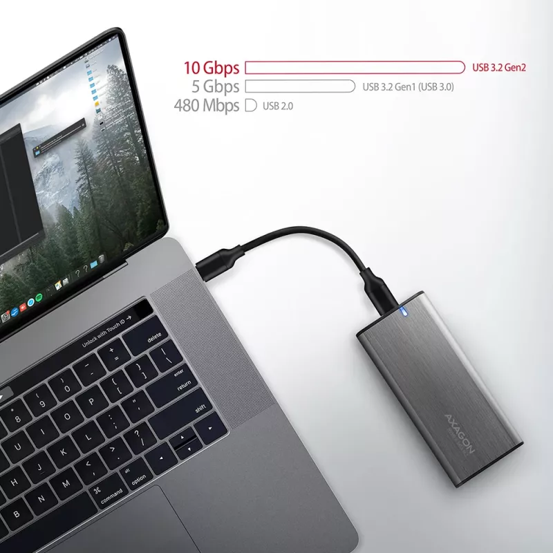 Axagon EEM2-SG2 SuperSpeed+ USB-C - M.2 NVMe & SATA SSD RAW-box