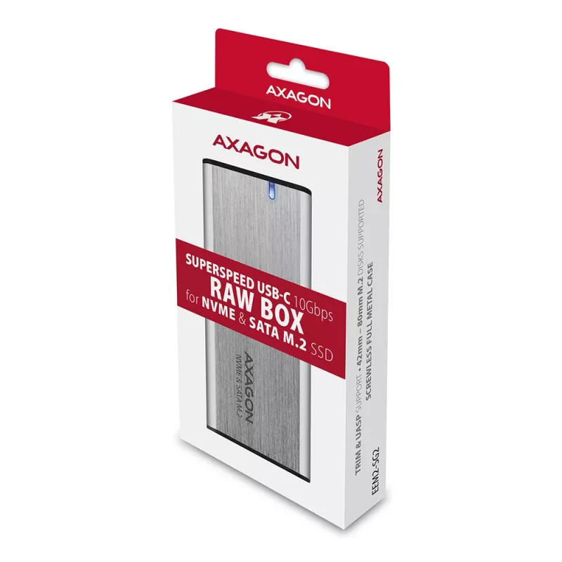 Axagon EEM2-SG2 SuperSpeed+ USB-C - M.2 NVMe & SATA SSD RAW-box