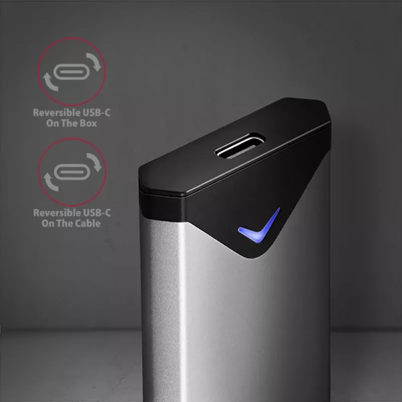 Axagon EEM2-UG2 externe USB-C 10Gbps metalen behuizing voor M.2 NVMe SSD's. zilver