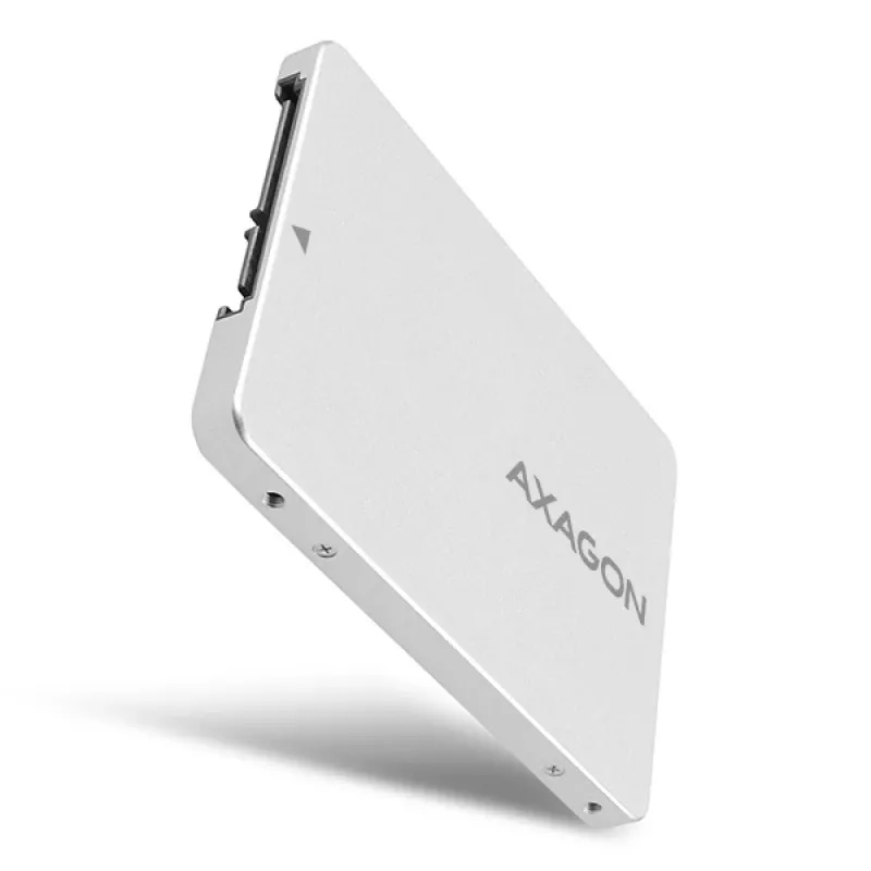 Axagon RSS-M2SD SATA - M.2 SATA SSD, interne 2,5 inch ALU-box, zilver