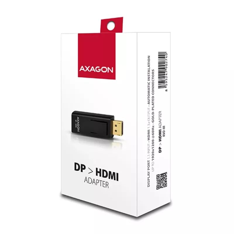 Kabel-geslachtsomvormer Axagon RVD-HI DisplayPort naar HDMI zwart
