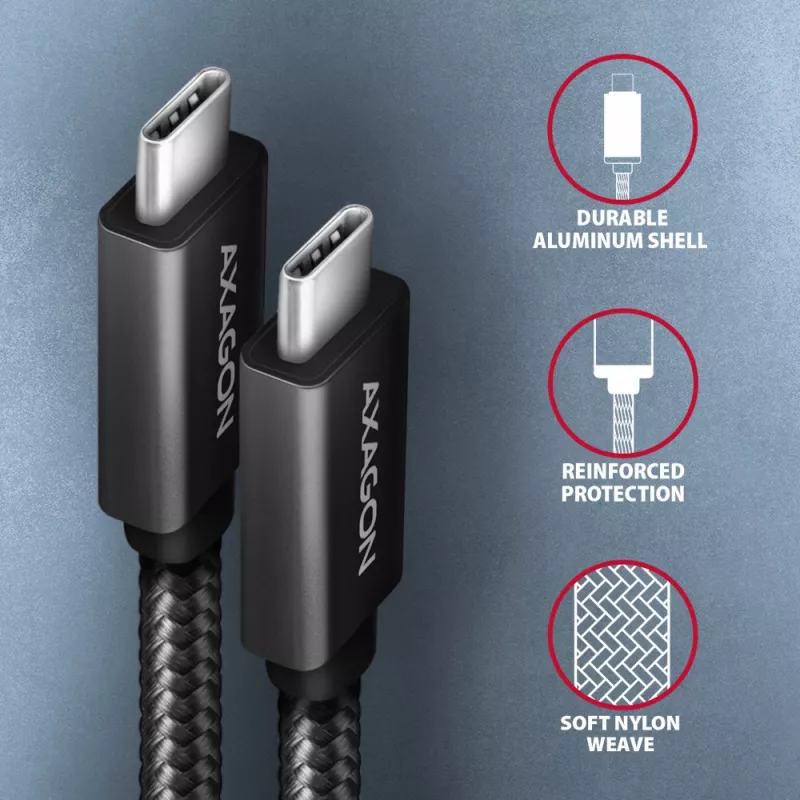 Axagon BUCM32-CM10AB SPEED+ USB-C USB 20Gbps/100W kabel 1 m