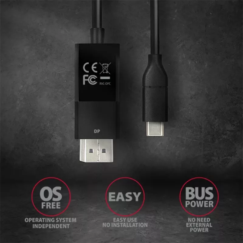 Axagon RVC-DPC USB-C -> DisplayPort kabel 1,8 m 4K/60Hz