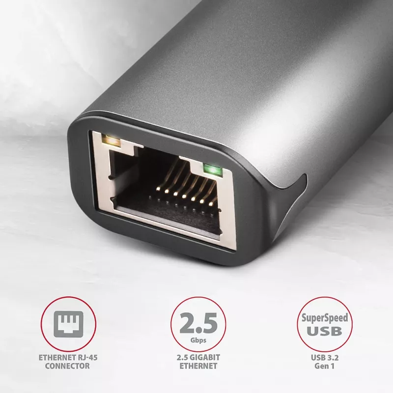 AXAGON ADE-25R USB-A 3.2 Gen 1 2,5 Gigabit Ethernet-adapter, grijs