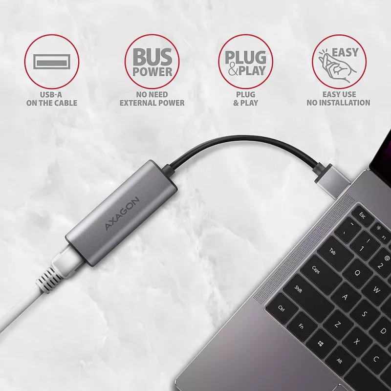 AXAGON ADE-25R USB-A 3.2 Gen 1 2,5 Gigabit Ethernet-adapter, grijs