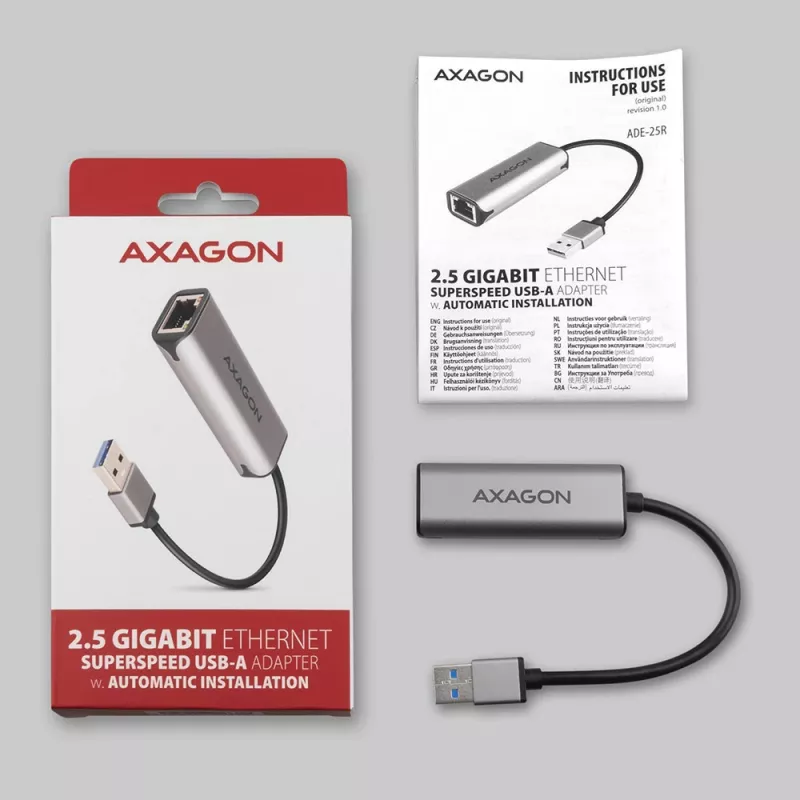 AXAGON ADE-25R USB-A 3.2 Gen 1 2,5 Gigabit Ethernet-adapter, grijs