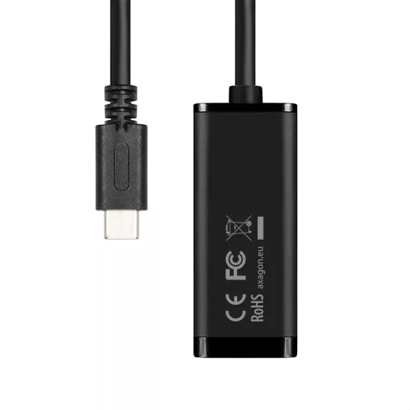 Axagon ADE-SRC USB-C Gigabit Ethernet-adapter, bekabeld, USB Type-C, Ethernet, 1000 Mbit/s, zwart