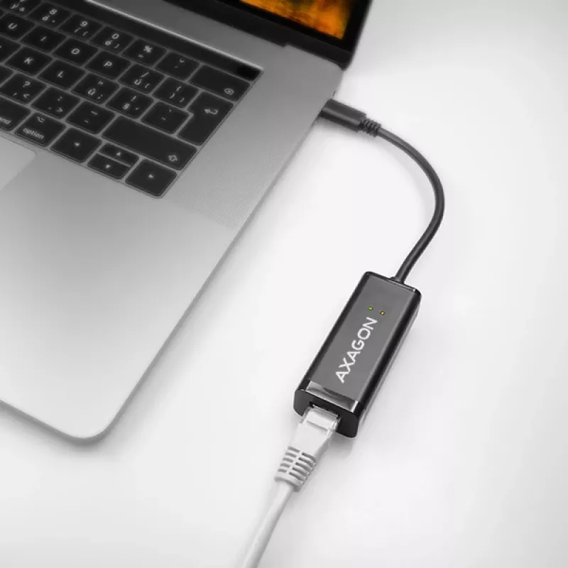 Axagon ADE-SRC USB-C Gigabit Ethernet-adapter, bekabeld, USB Type-C, Ethernet, 1000 Mbit/s, zwart