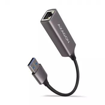 AXAGON USB 3.2 Gen 1 Type-A naar Gigabit Ethernet-adapter ADE-TR — 10/100/1000 Mbps, metaal titanium grijs, 5000 Mbit/s