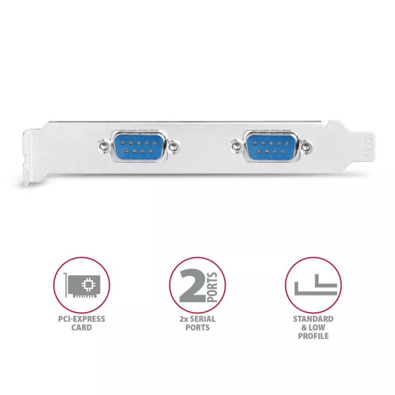 Axagon PCEA-S2N PCIe - 2x seriële poort 250 kbps adapter met SP & LP