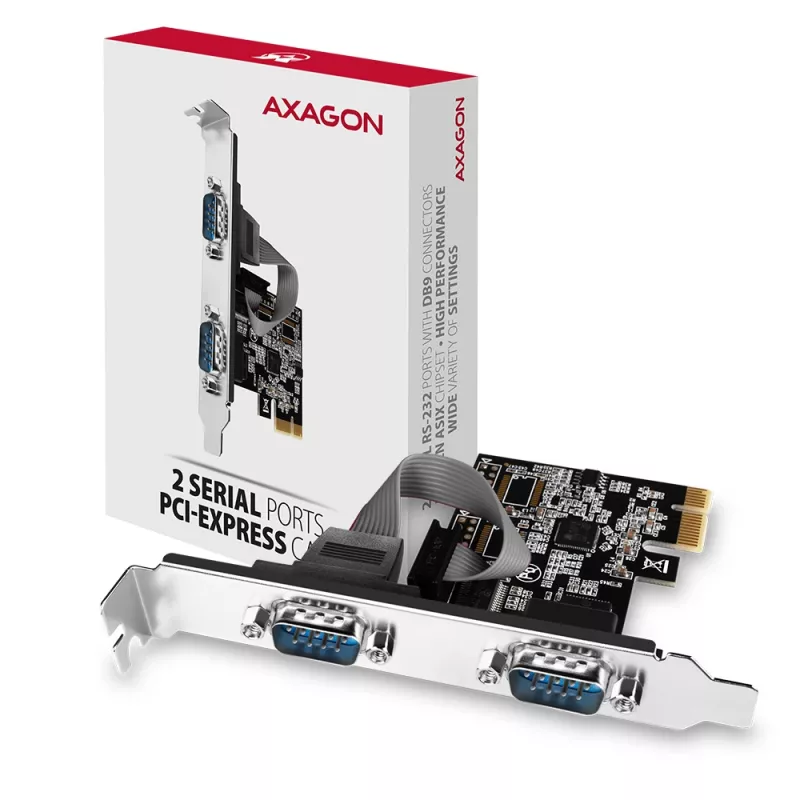 Axagon PCEA-S2N PCIe - 2x seriële poort 250 kbps adapter met SP & LP