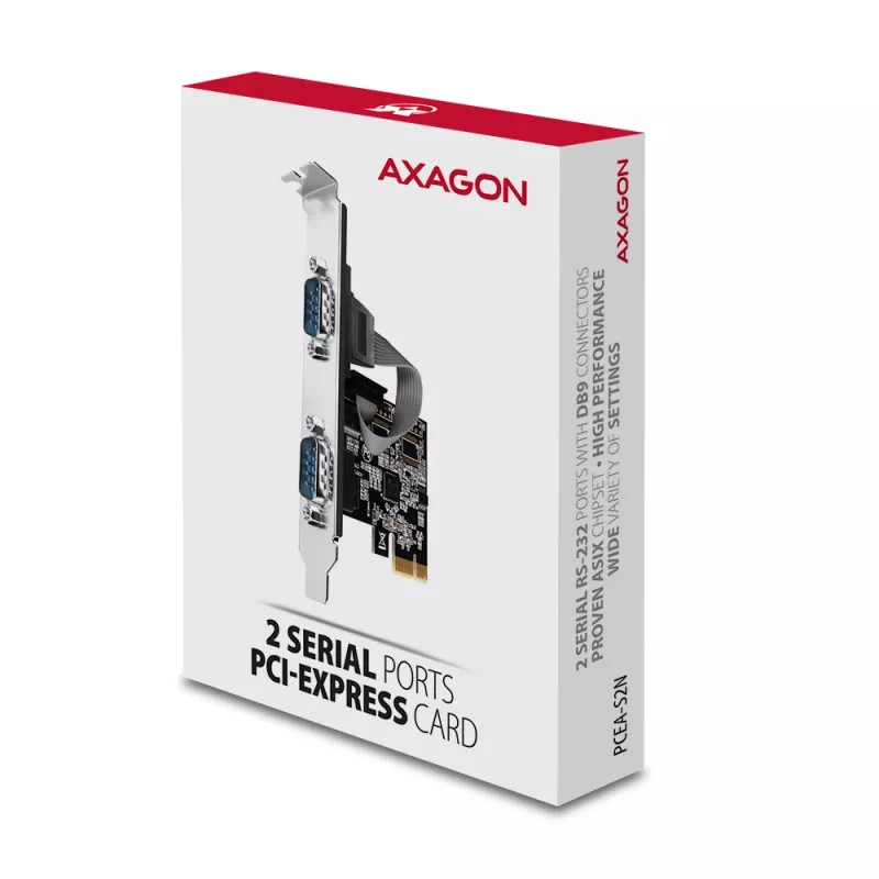 Axagon PCEA-S2N PCIe - 2x seriële poort 250 kbps adapter met SP & LP