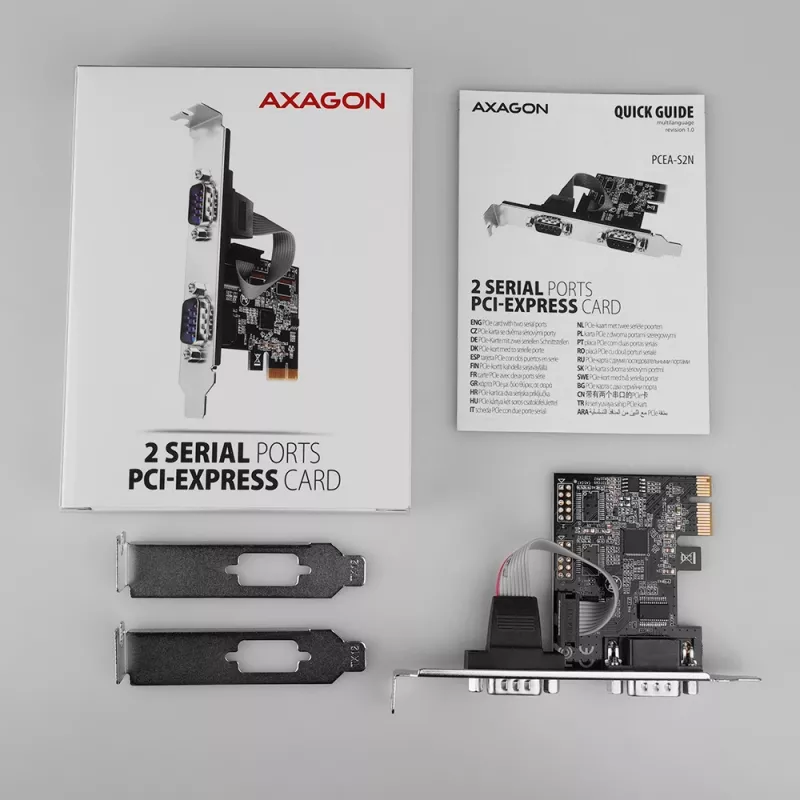 Axagon PCEA-S2N PCIe - 2x seriële poort 250 kbps adapter met SP & LP