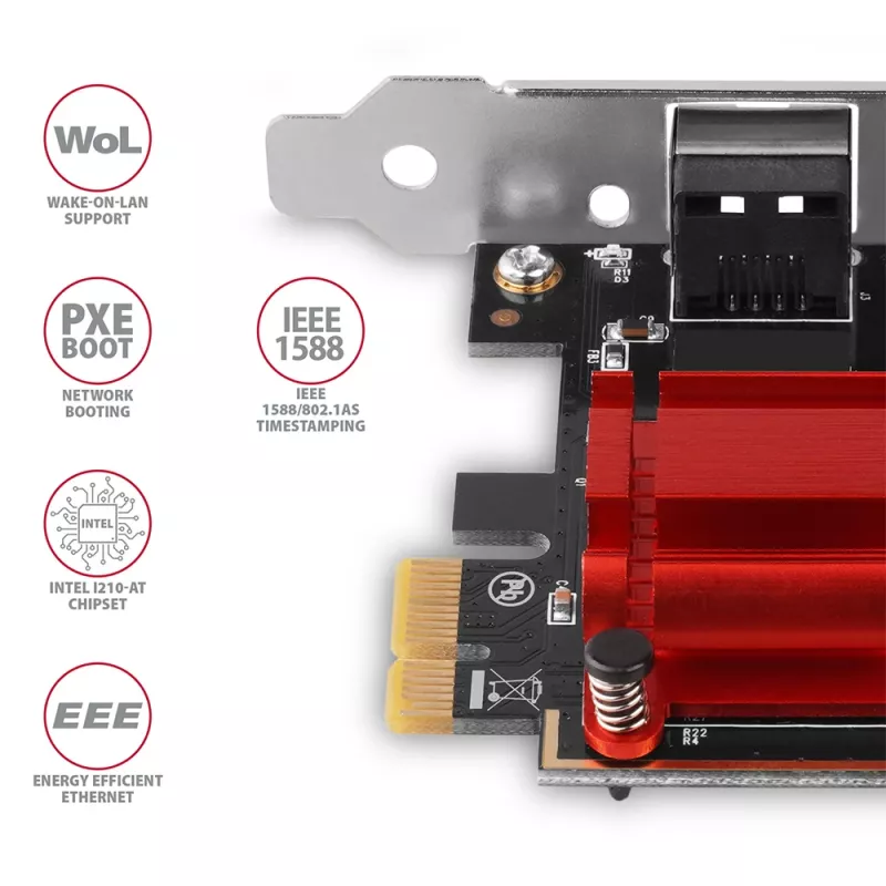 AXAGON PCEE-GIX PCIe Gigabit Ethernet-netwerkkaart, Intel I210-AT