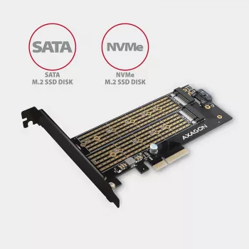 Axagon PCEM2-D PCIe x4 - M.2 NVMe M-Key + SATA B-Key slot-adapter met SP & LP