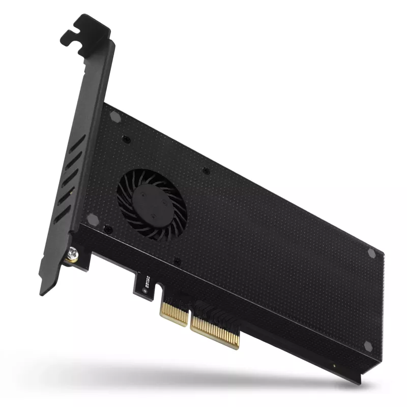 Axagon PCEM2-DC PCIe x4 - M.2 NVMe M-Key + SATA B-Key slot-adapter met koeler, SP & LP