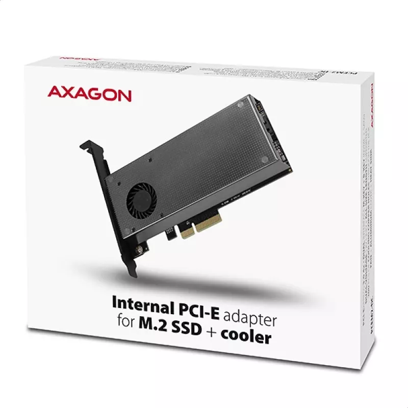 Axagon PCEM2-DC PCIe x4 - M.2 NVMe M-Key + SATA B-Key slot-adapter met koeler, SP & LP
