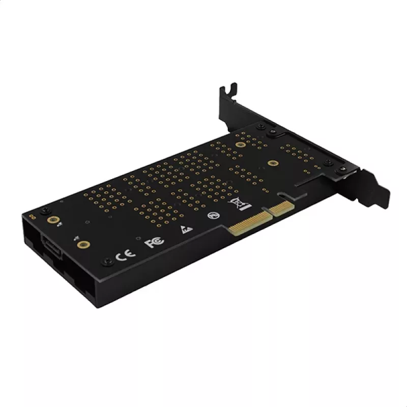 Axagon PCEM2-DC PCIe x4 - M.2 NVMe M-Key + SATA B-Key slot-adapter met koeler, SP & LP