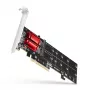 Axagon PCEM2-ND PCIe x8 - dubbele M.2 NVMe M-Key slot-adapter, RAID, dataswitch, met SP & LP