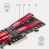 Axagon PCEM2-ND PCIe x8 - dubbele M.2 NVMe M-Key slot-adapter, RAID, dataswitch, met SP & LP