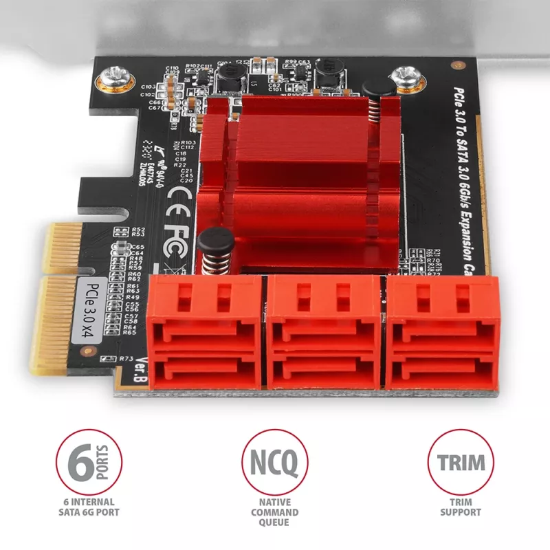 Interface-kaart AXAGON PCES-SA6 — PCIe naar SATA (ASM1166), 6 Gbit/s, full-height/low-profile, intern