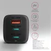 Axagon ACU-DPQ65 GaN-wandlader 65W, 3 aansluitingen (USB-A + dual-USB-C), PD3.0/QC4+/PPS/Apple