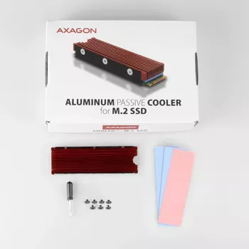 Axagon CRL-M2 passieve aluminium koeler voor alle M.2 SSD's, maat 2280, 12 mm hoog.