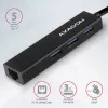 Axagon HMA-GL3A multiport-hub USB 3.0 Type-A Gigabit-LAN 3x USB-A microSD bedraad USB 3.2 Gen 1 (3.1 Gen 1) Type-A zwart