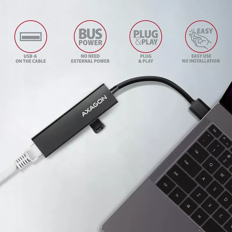 Axagon HMA-GL3A multiport-hub USB 3.0 Type-A Gigabit-LAN 3x USB-A microSD bedraad USB 3.2 Gen 1 (3.1 Gen 1) Type-A zwart