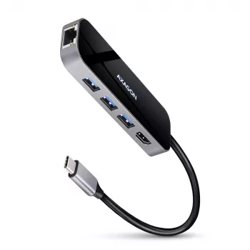 Axagon HMC-6GL USB 3.2 Gen 1 hub, 3x USB-A, HDMI 4K/30Hz, RJ-45, PD 100W, 20 cm USB-C-kabel