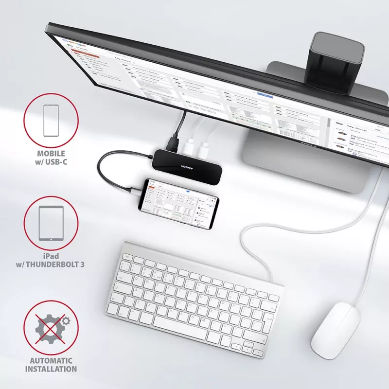 Axagon HMC-6GL USB 3.2 Gen 1 hub, 3x USB-A, HDMI 4K/30Hz, RJ-45, PD 100W, 20 cm USB-C-kabel