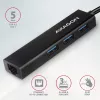 USB-C-hub Axagon HMC-GL3A 3x USB-A Gigabit-LAN zwart
