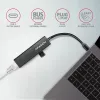 USB-C-hub Axagon HMC-GL3A 3x USB-A Gigabit-LAN zwart
