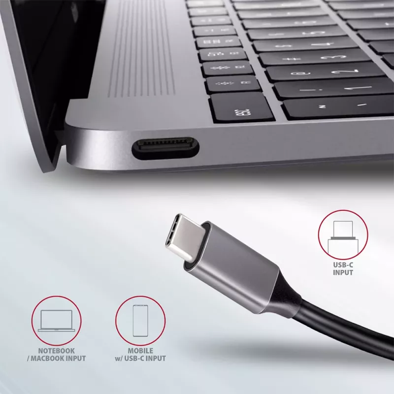 Axagon HMC-5 USB 3.2 Gen 1 hub, 2x USB-A, HDMI, SD/microSD, PD 100W, 20 cm USB-C-kabel