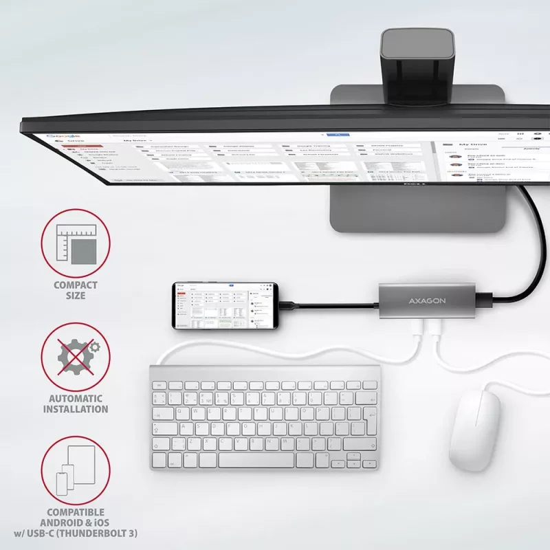 Axagon HMC-5G2 SPEEDSTER 5-in-1 USB-C-hub, 2x USB-A, 2x USB-C, HDMI, PD 60 W