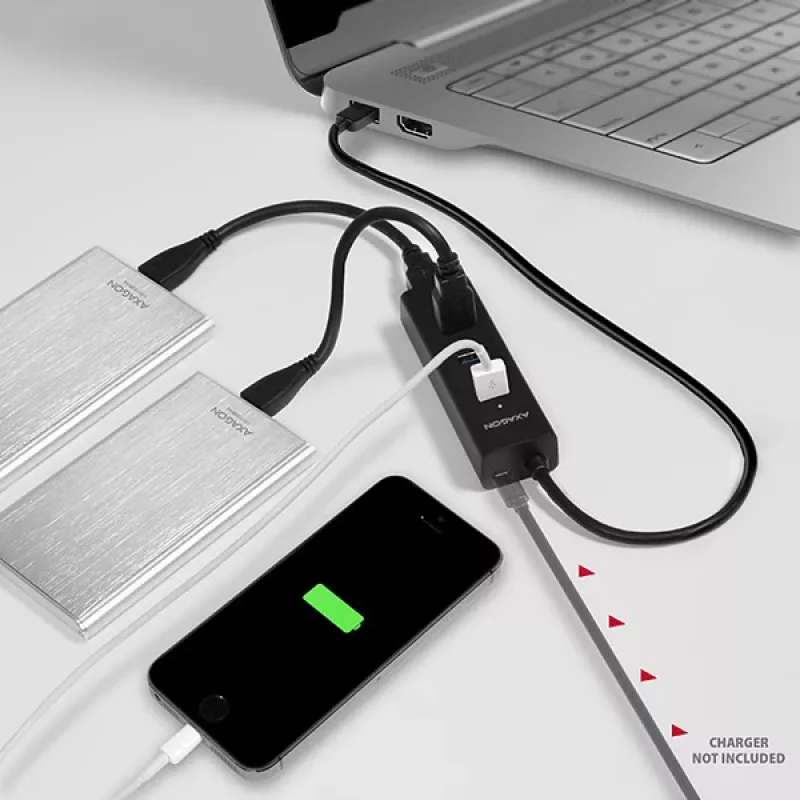 Axagon HUE-S2B 4x USB 3.0 CHARGING-hub, stroomvoorziening via micro-USB