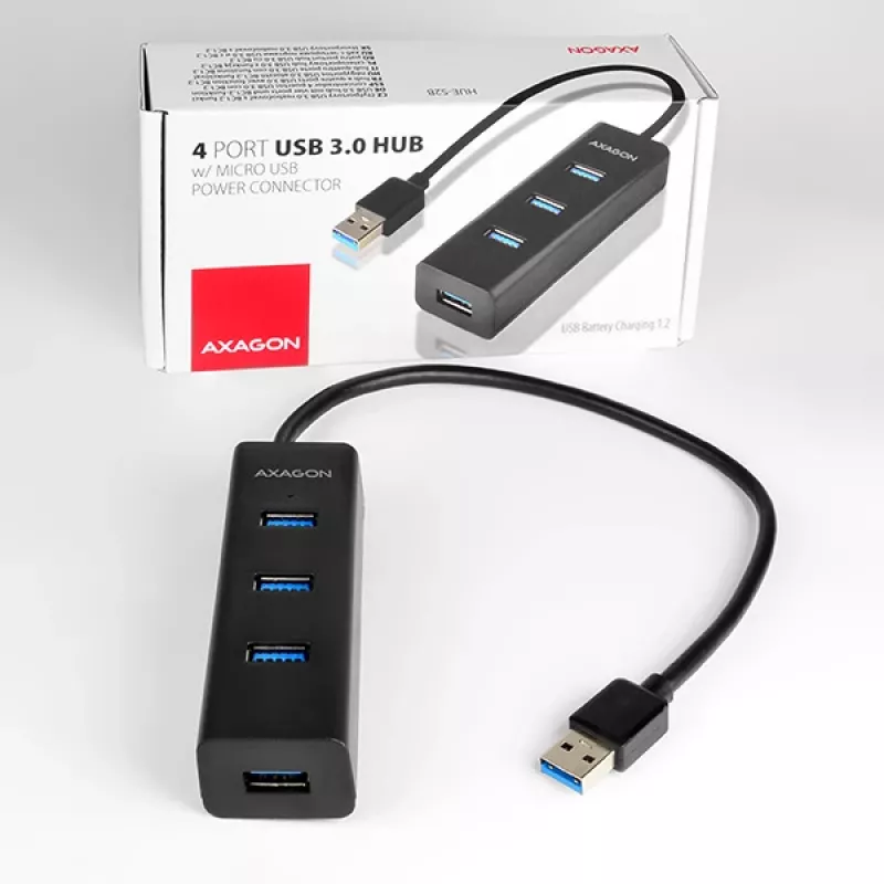 Axagon HUE-S2B 4x USB 3.0 CHARGING-hub, stroomvoorziening via micro-USB