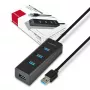Axagon HUE-S2BL 4x USB 3.0 CHARGING-hub met 1,2 m kabel, stroomvoorziening via micro-USB