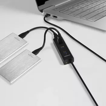 Axagon HUE-S2BL 4x USB 3.0 CHARGING-hub met 1,2 m kabel, stroomvoorziening via micro-USB